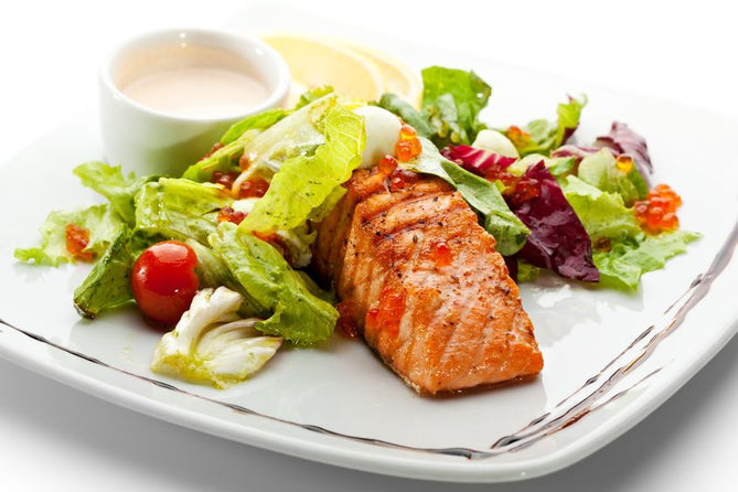Roasted salmon with red pepper hazelnut pesto | Alaska Gold Seafood