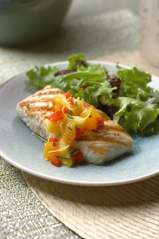 Alaska Halibut with Tangy Fruit Salsa recipe | Alaska Gold Seafood