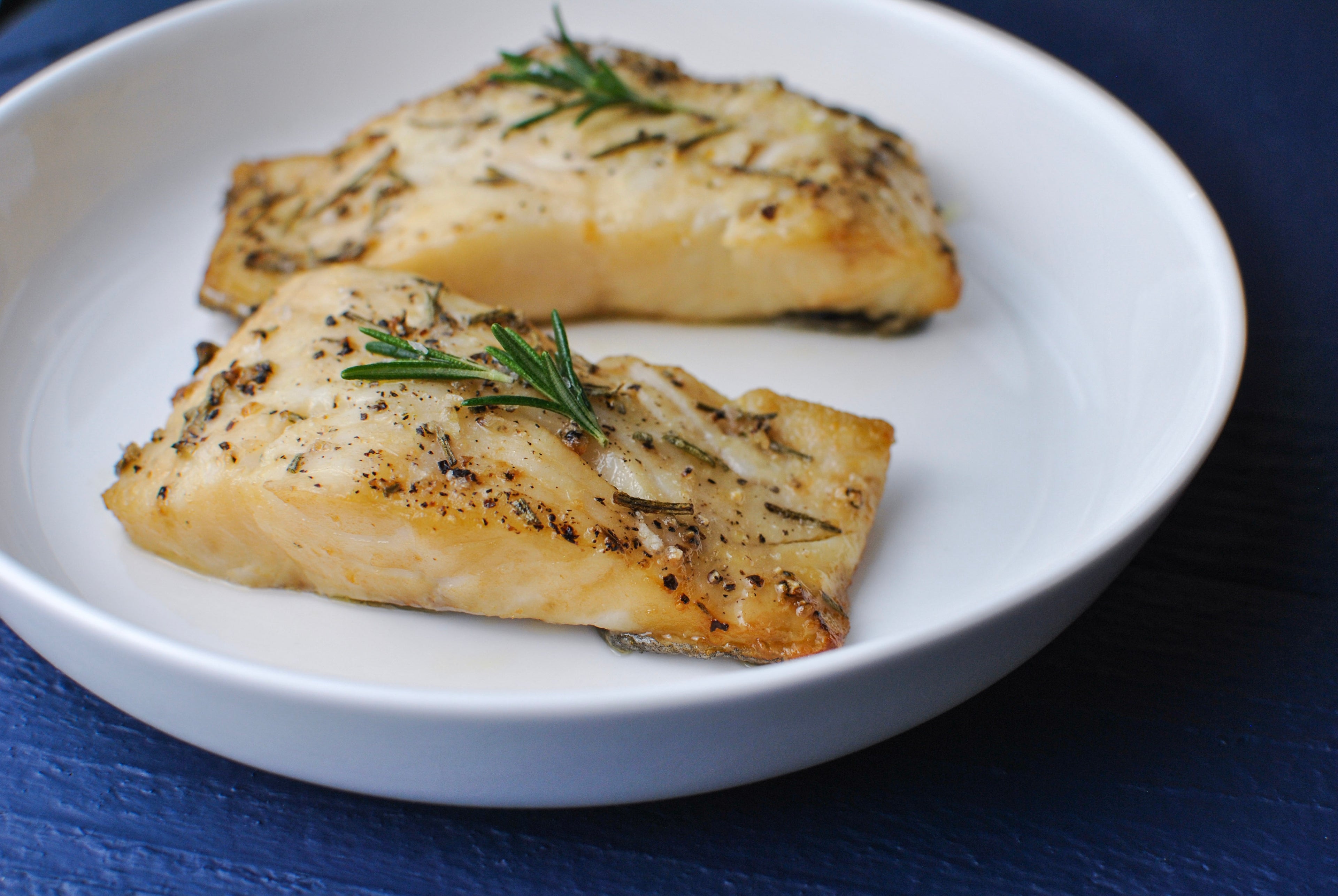 Air Fryer Black Cod with Rosemary Close up 