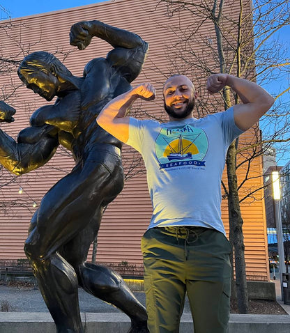 man flexing muscles 