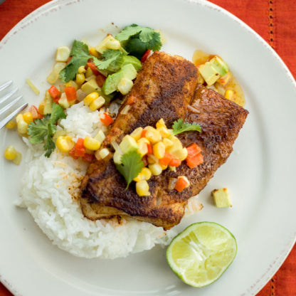 Blackened Alaska Rockfish with Avocado-Corn Salsa Recipe | Alaska Gold Seafood