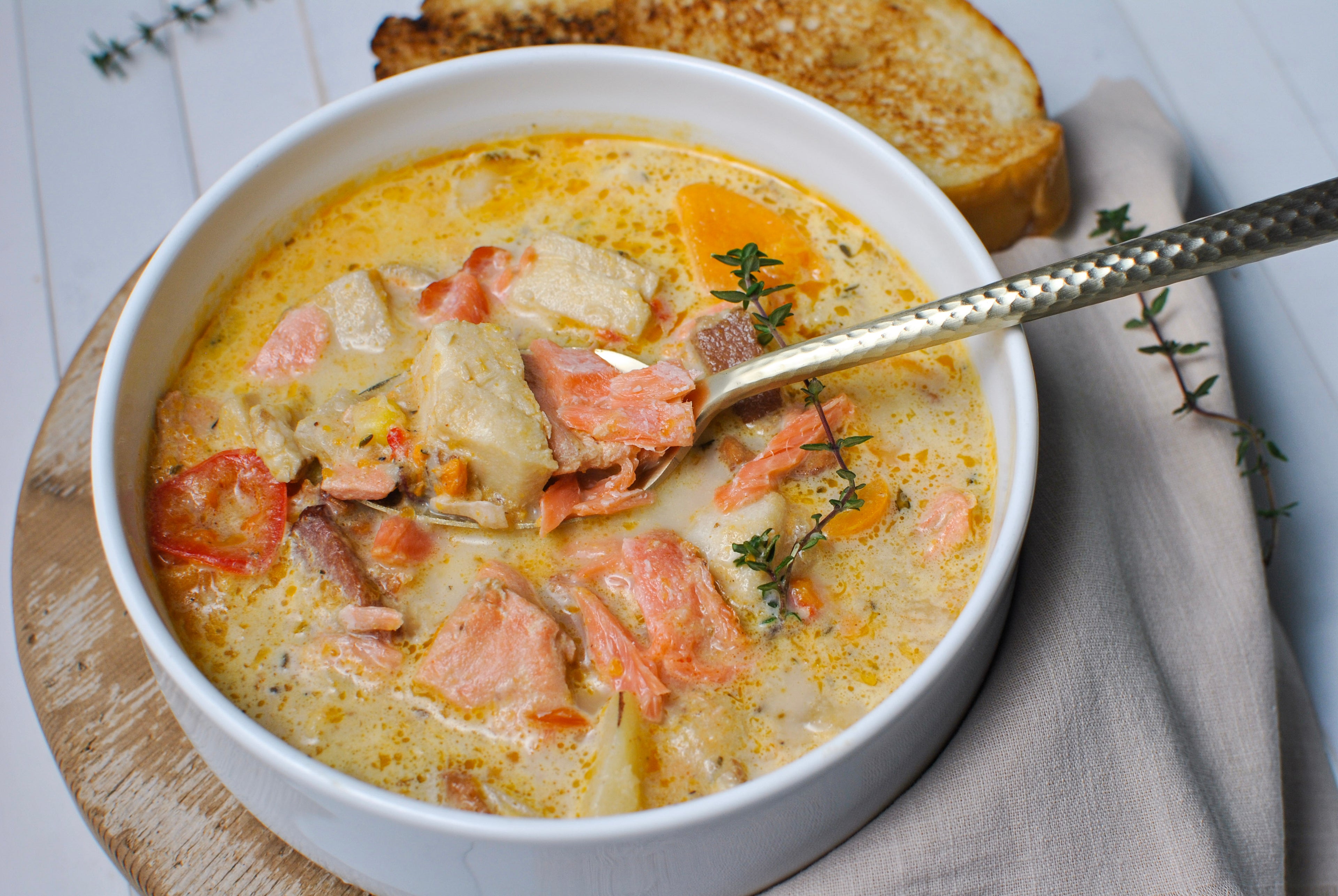 Seafood Feast of the Seven Fishes Chowder with Smoked Salmon