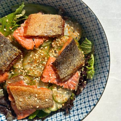 coho salmon on salad