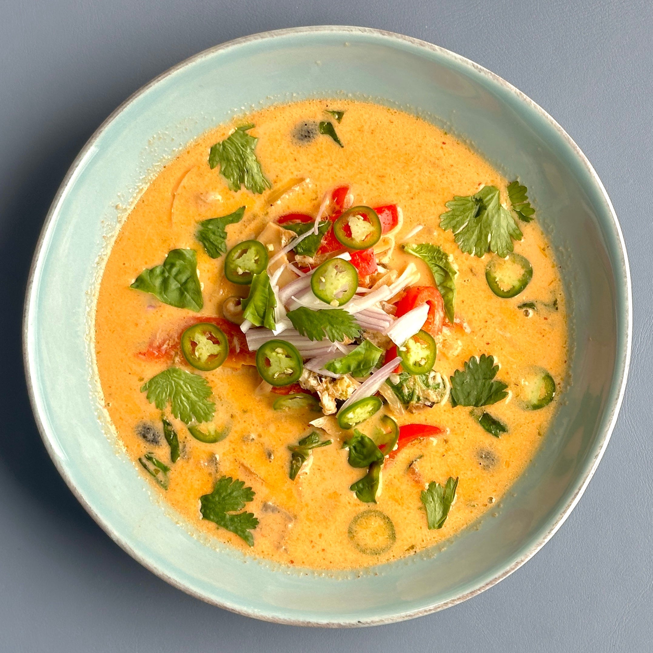 Red curry with black cod and vegetables