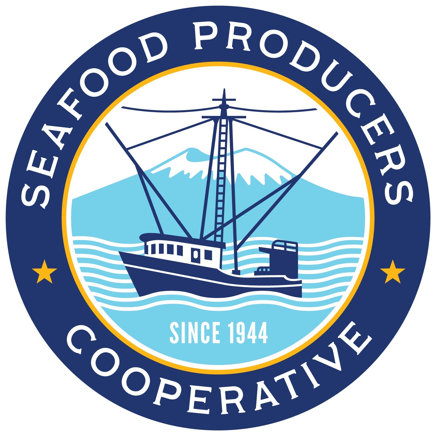 Seafood Producers Cooperative logo. Small boats, independent fishermen, co-op values.