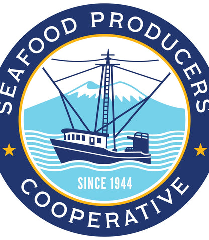 Seafood Producers Cooperative logo. Small boats, independent fishermen, co-op values.