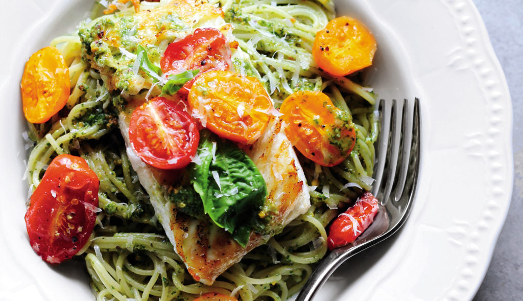 Seared Alaska Halibut with Pistachio Pesto Recipe | Alaska Gold Seafood