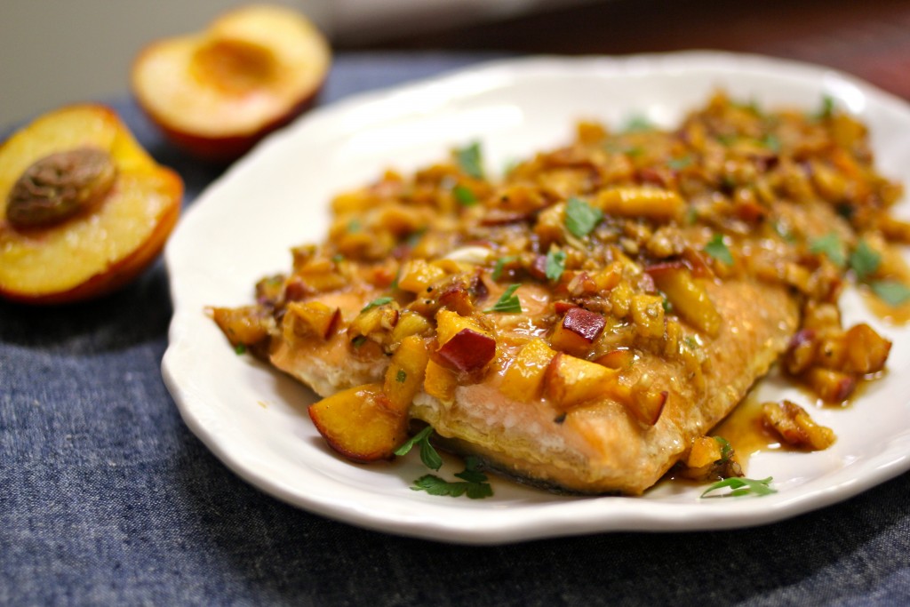 Baked Coho Salmon with Tamari Peach Salsa Recipe