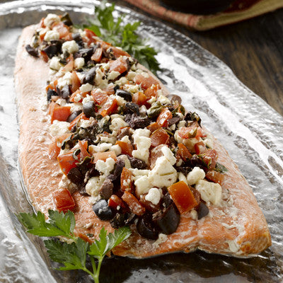Grilled Alaskan salmon side with Greek seasoning | Alaska Gold Seafood