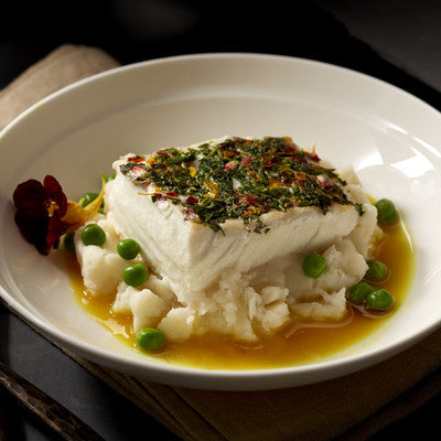 Herb and Flower-Crusted Alaska Halibut by Chef Jesse Ziff Cool | Alaska Gold Seafood