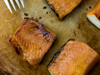 Miso glazed sablefish close-up with fork